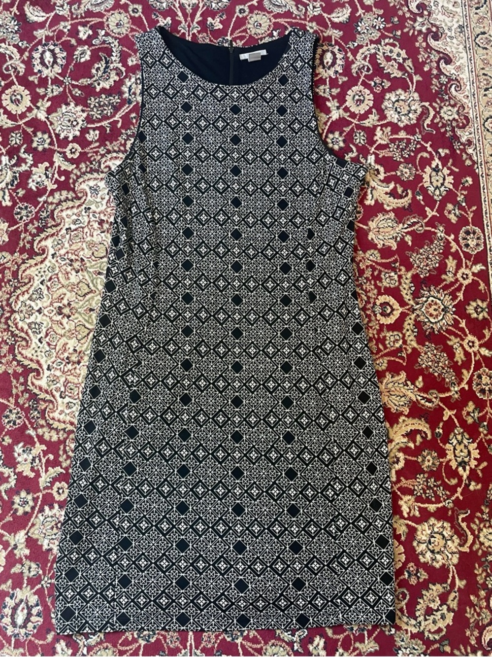 H&M Black & White Patterned Sleeveless Sheath Dress size L